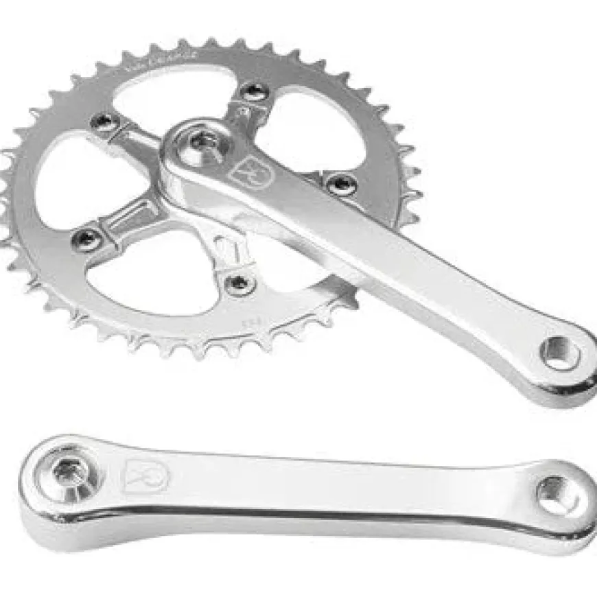 Velo Orange 1-Speed Bicycle Crankset - 165mm, 42t, Square Taper JIS Spindle Interface, Polished Aluminum