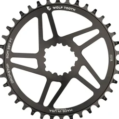 Wolf Tooth Direct Mount Chainring - 38t SRAM Direct Mount For SRAM 3-Bolt 6mm Offset Drop-Stop B Flattop Compatible BLK