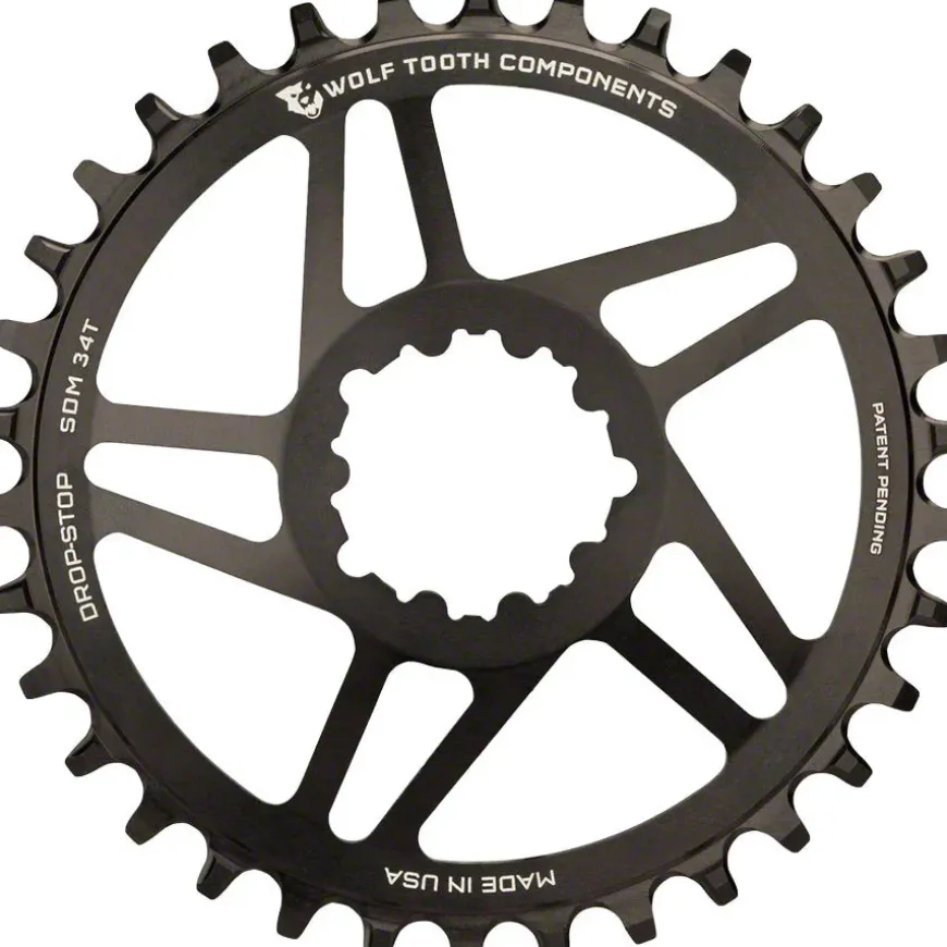 Wolf Tooth Direct Mount Chainring - 26t SRAM Direct Mount Drop-Stop A For SRAM 3-Bolt Cranksets 6mm Offset BLK