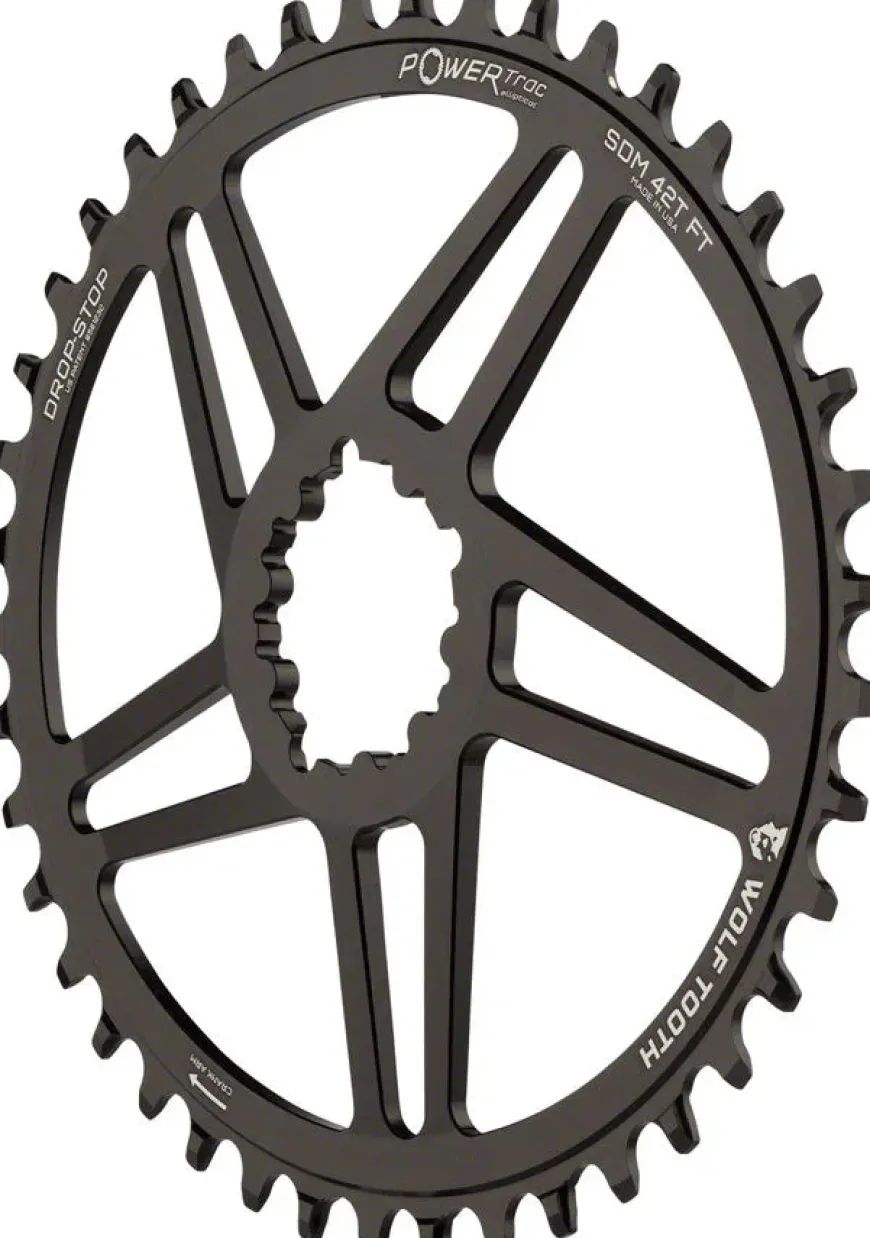 Wolf Tooth Elliptical Direct Mount Chainring - 38t SRAM Direct Mount 6mm Offset Drop-Stop Flattop Compatible BLK