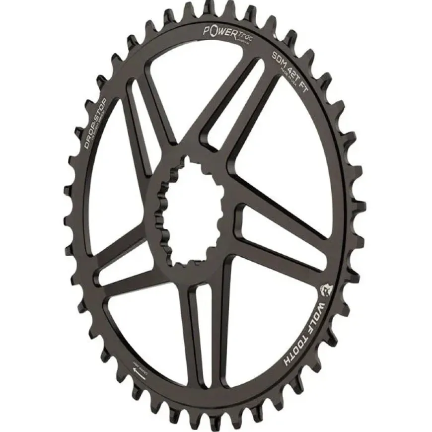 Wolf Tooth Elliptical Direct Mount Chainring - 40t SRAM Direct Mount 6mm Offset Drop-Stop Flattop Compatible BLK