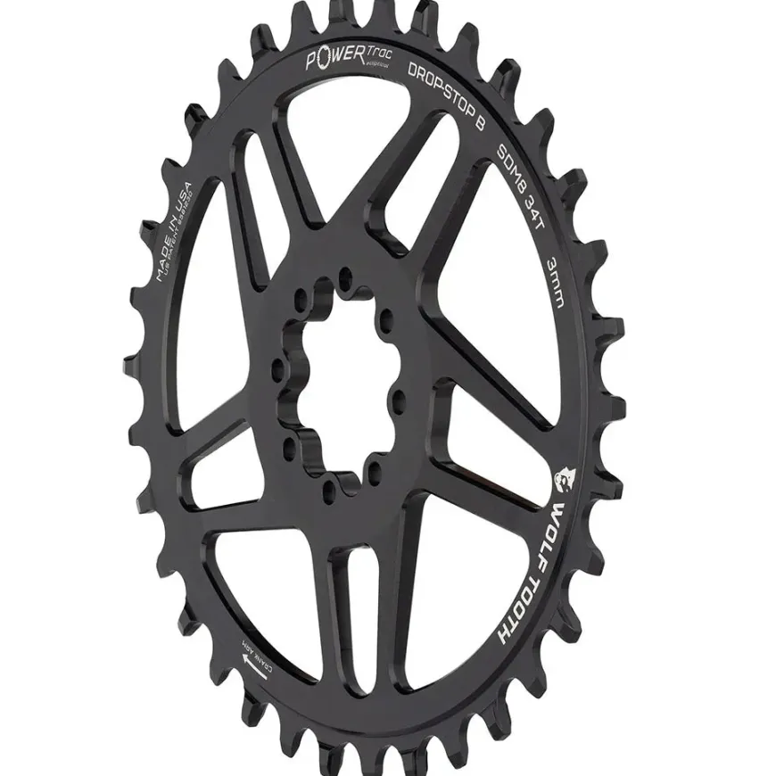 Wolf Tooth Elliptical Direct Mount Chainring - 32t SRAM Direct Mount Drop-Stop B For SRAM 8-Bolt Cranksets 3mm Offset BLK