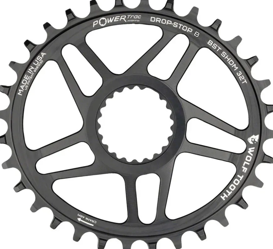 Wolf Tooth Elliptical Direct Mount Chainring - 32t Shimano Direct Mount Drop Stop B Boost 3mm Offset BLK