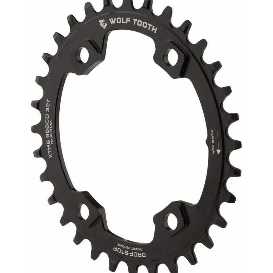 Wolf Tooth Elliptical Shimano 110 Asymmetric BCD Chainring, 4-Bolt, Drop-Stop, For Shimano Cranks