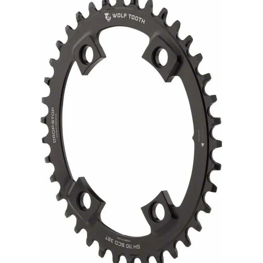Wolf Tooth Elliptical Shimano 110 Asymmetric BCD Chainring, 4-Bolt, Drop-Stop, For Shimano Cranks