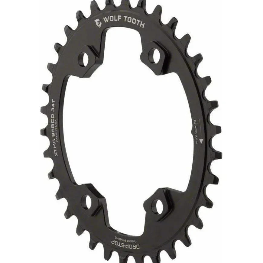 Wolf Tooth Elliptical Shimano 110 Asymmetric BCD Chainring, 4-Bolt, Drop-Stop, For Shimano Cranks