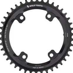 Wolf Tooth Shimano 110 Asymmetric BCD Chainring - 42t 110 Asymmetric BCD 4-Bolt Drop-Stop ST For Shimano GRX Cranks BLK