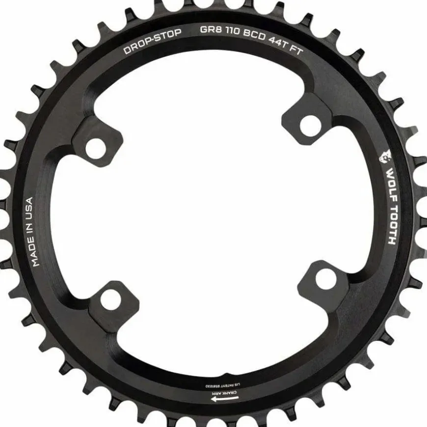 Wolf Tooth Shimano 110 Asymmetric BCD Chainring, 4-Bolt, Drop-Stop Flattop, For Shimano GRX Cranks