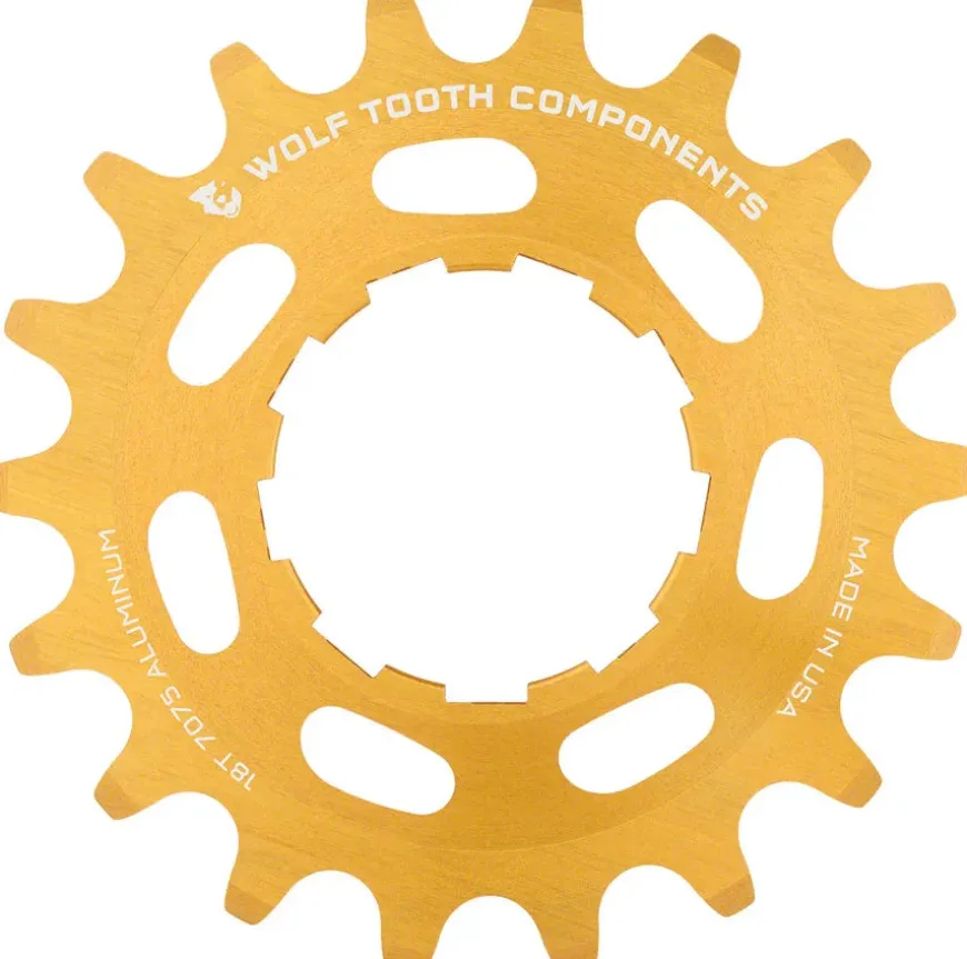 Wolf Tooth Single Speed Aluminum Cog - 18t Compatible with 3/32" Chains Gold