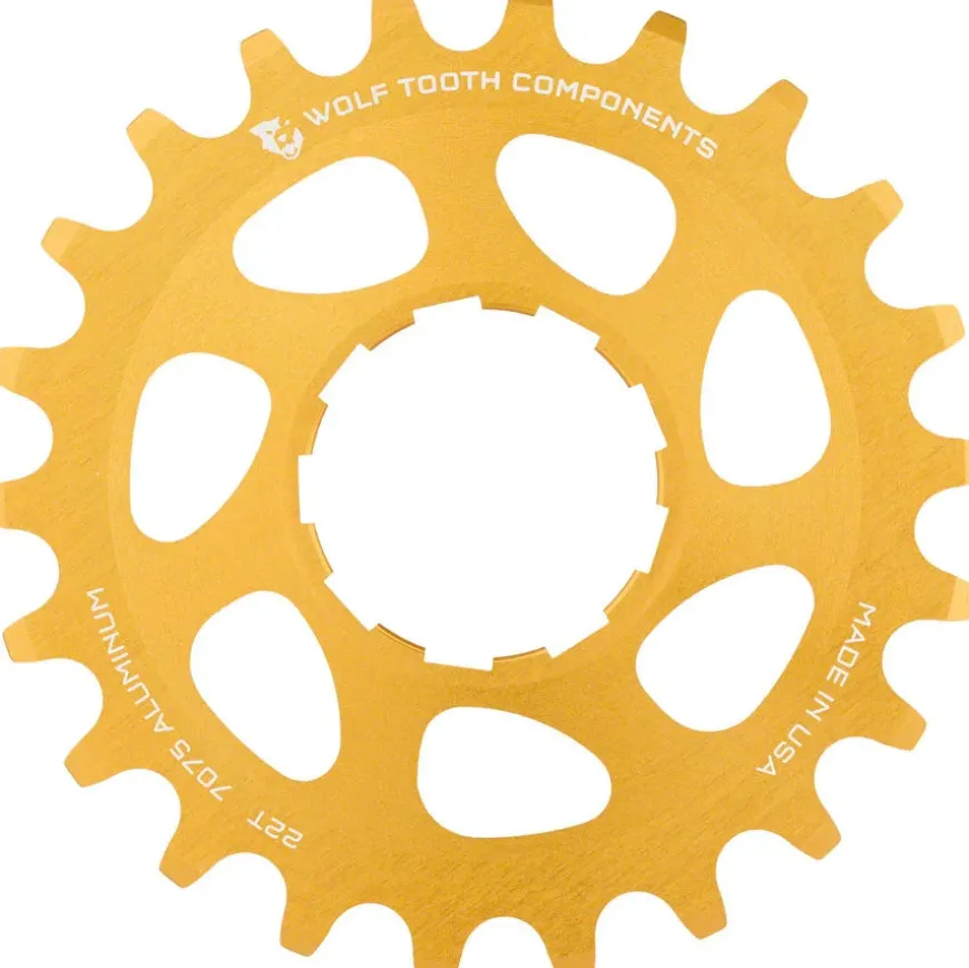 Wolf Tooth Single Speed Aluminum Cog - 22t Compatible with 3/32" Chains Gold