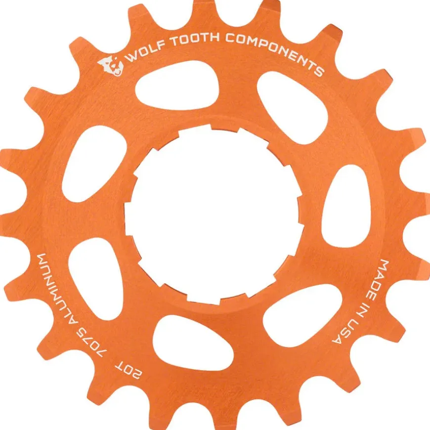 Wolf Tooth Single Speed Aluminum Cog - 20t Compatible 3/32" Chains Orange