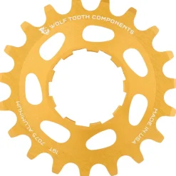 Wolf Tooth Single Speed Aluminum Cog - 19t Compatible with 3/32" Chains Gold