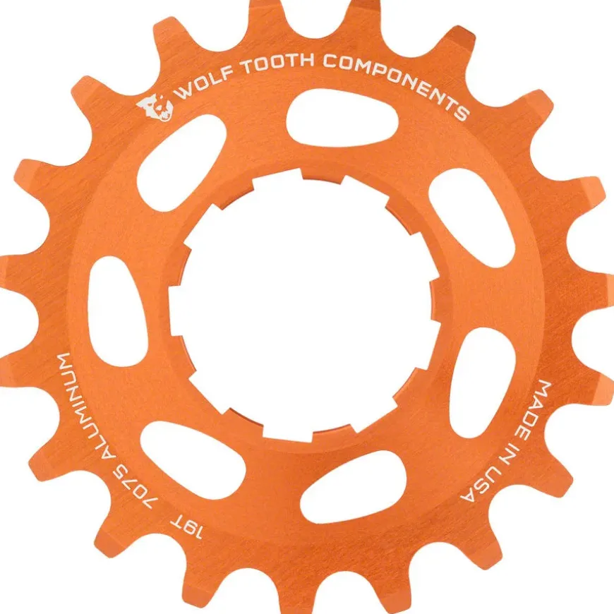 Wolf Tooth Single Speed Aluminum Cog - 19t Compatible 3/32" Chains Orange