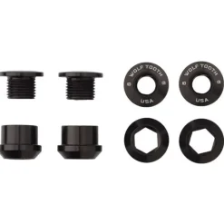 Wolf Tooth 1x Chainring Bolt Set - 6mm Dual Hex Fittings Set/4 Black
